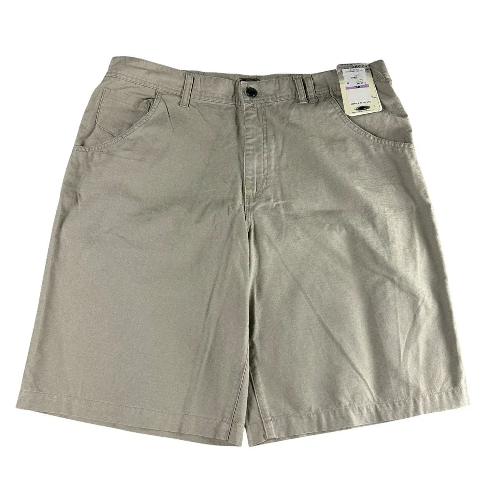 OAKLEY Shorts Mens 38 Khaki Fingerprint 2.8 Loose Fit Y2K Skate Golf 2006 NEW - Picture 2 of 13